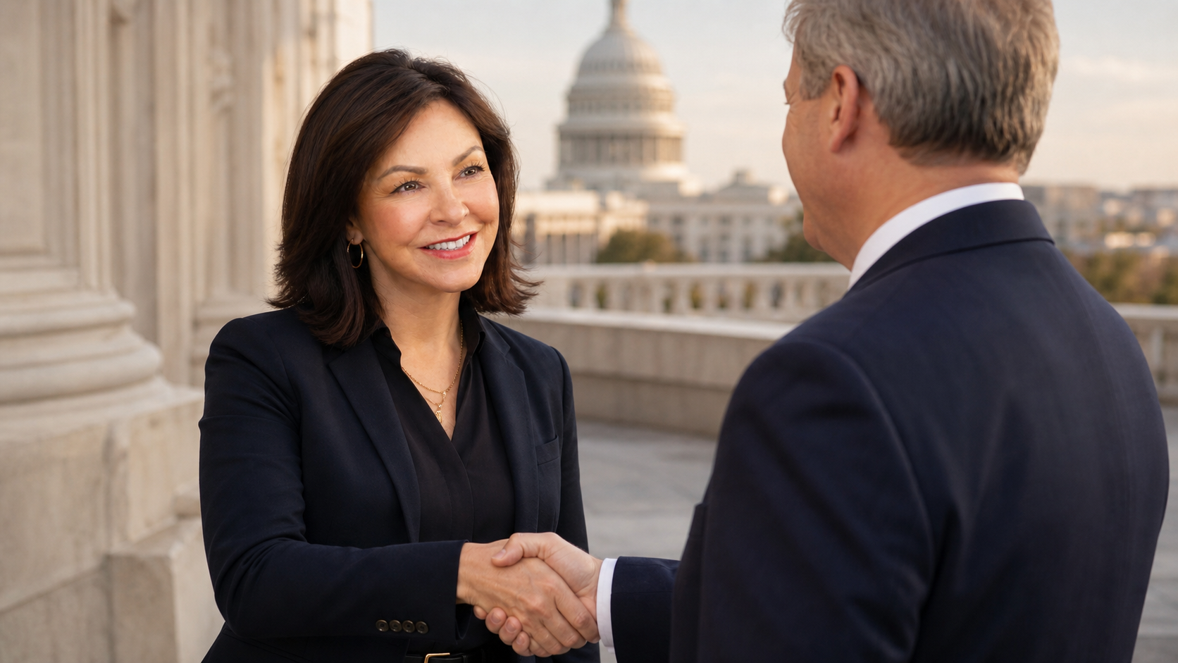 Amy Chevalier Efantis greeting a client on Capitol Hill