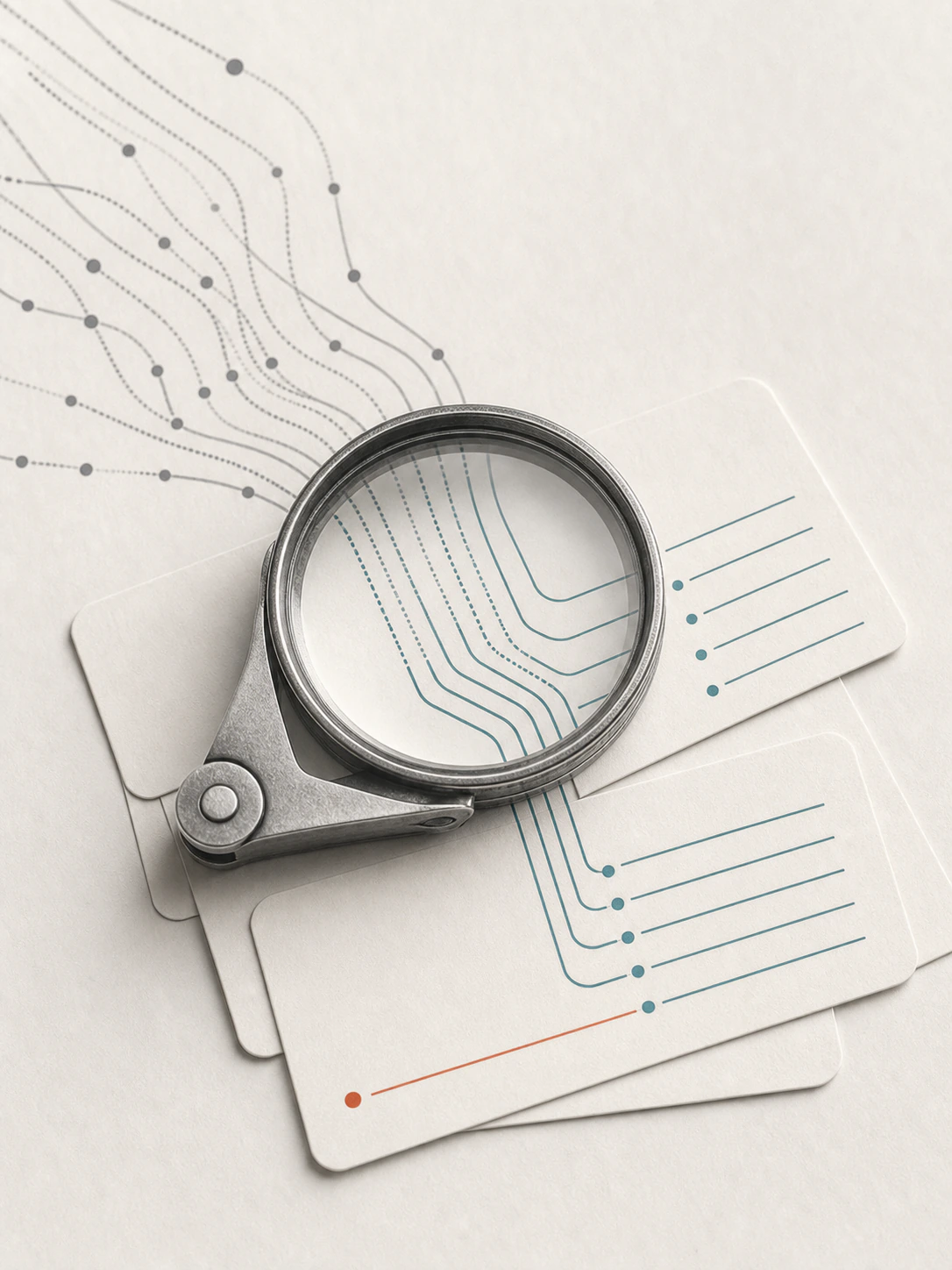 A precision lens clarifies scattered question paths into ordered practical answers